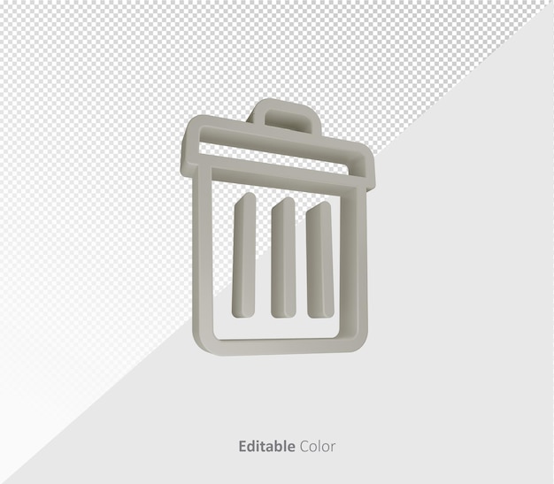 Symbole Ou Icône De La Corbeille 3d Modèle Psd Avec Couleur Modifiable