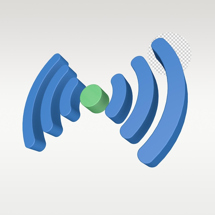 PSD symbole d'icône wifi de batterie de signal de rendu 3d