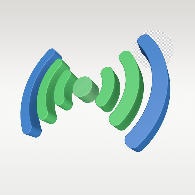 PSD symbole d'icône wifi de batterie de signal de rendu 3d