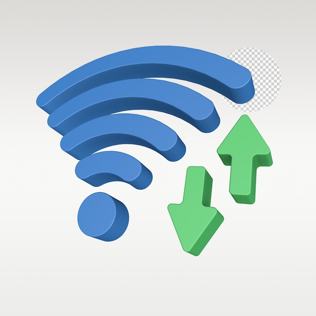 Symbole d'icône Wifi de batterie de signal de rendu 3D