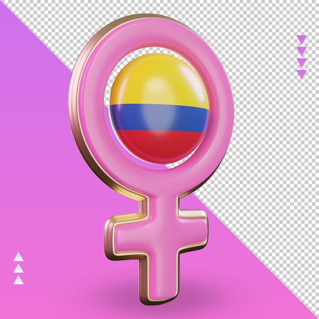 Symbole De La Journée De La Femme 3d Rendu Du Drapeau Colombien Vue De Gauche