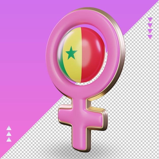 Symbole De La Journée Des Femmes 3d Drapeau Du Sénégal Rendu Vue Droite