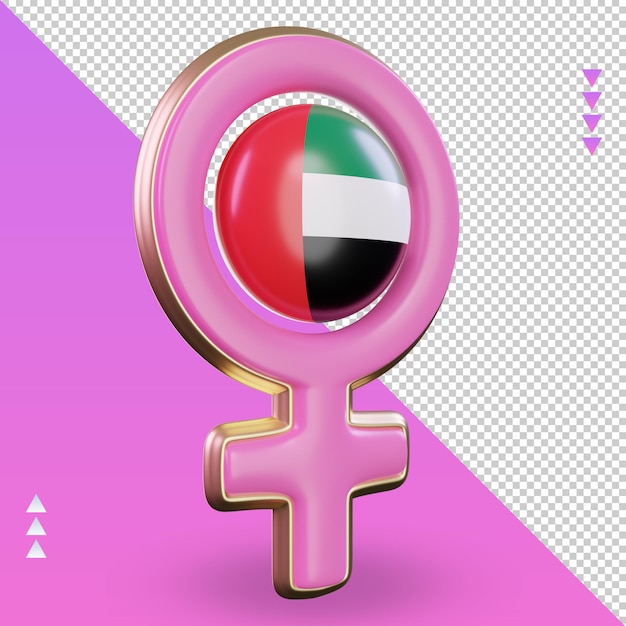 Symbole De La Journée Des Femmes 3d Rendu Du Drapeau Des émirats Arabes Unis Vue De Gauche