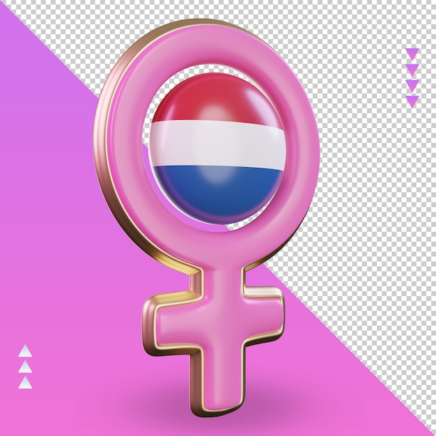 Symbole De La Journée Des Femmes 3d Rendu Du Drapeau Néerlandais Vue De Gauche