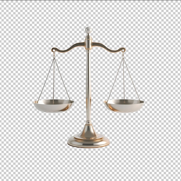 Symbole de justice Une balance d'or représentant la loi et l'équité