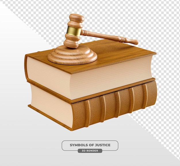 Le symbole de la justice sur les livres en 3D