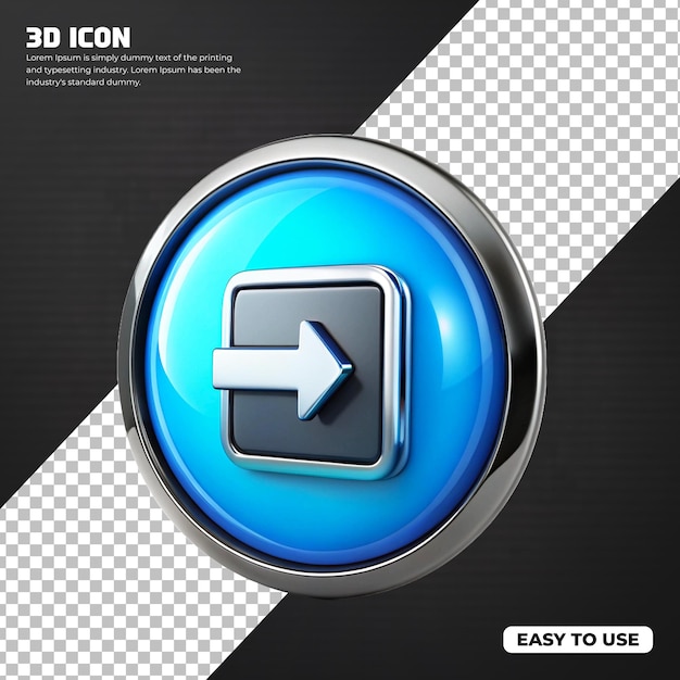 Symbole de logo 3D en couleur bleue sur un fond transparent