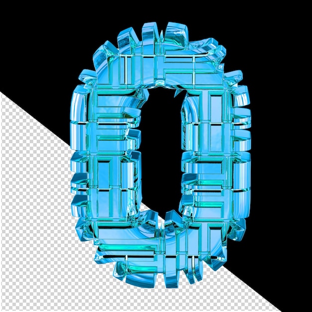 Symbole en métal transformé bleu numéro 0