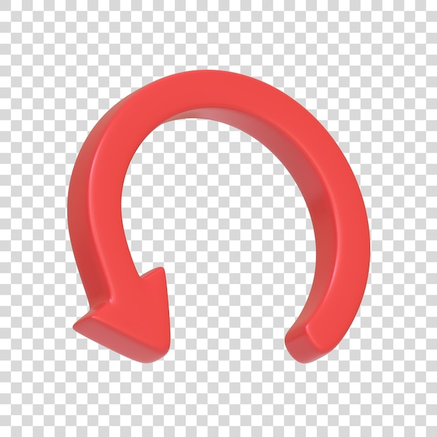 PSD symbole de mise à jour de l'icône de flèche rouge isolé sur fond blanc signe d'icône 3d et symbole illustration 3d