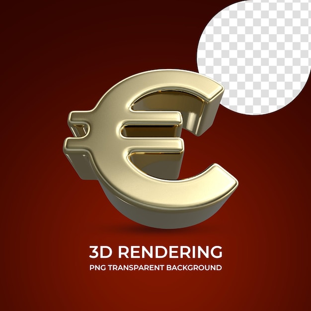 PSD symbole monétaire de l'euro rendu 3d fond transparent isolé