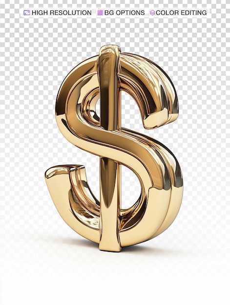 Symbole de monnaie en or brillant sur fond blanc