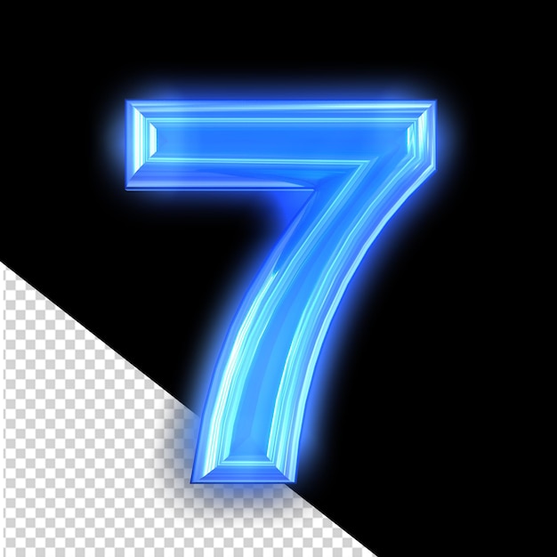Symbole néon bleu numéro 7
