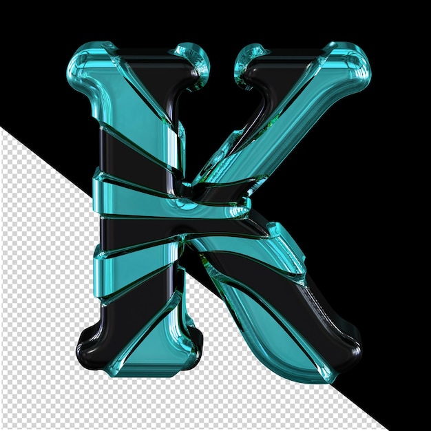 Symbole Noir Avec Lanières Turquoise Lettre K