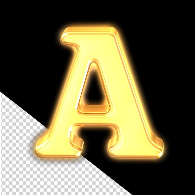 Symbole en or brillant lettre a