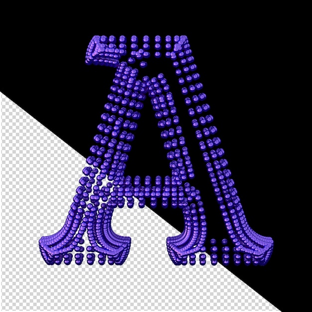 PSD symbole de petites sphères 3d violet foncé lettre a