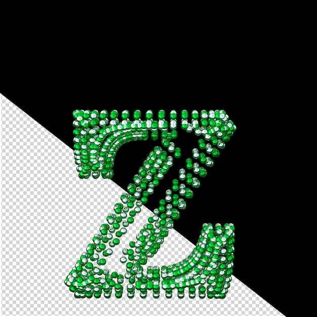 PSD symbole des petites sphères argentées et vertes lettre z