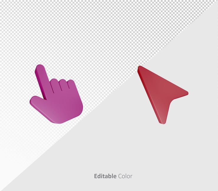 PSD symbole de pointeur de curseur 3d ou modèle psd d'icône avec couleur modifiable