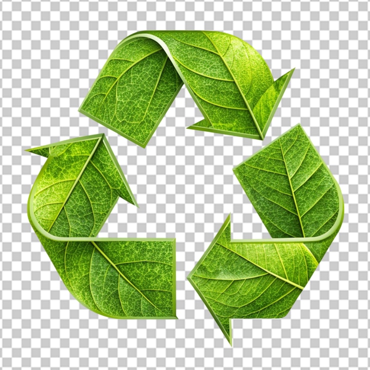 PSD symbole de recyclage avec la texture de la feuille isolée sur un fond transparent