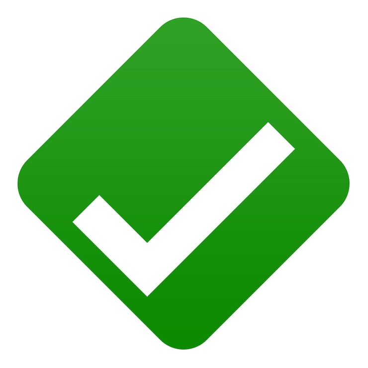 PSD le symbole de réussite de la marque de contrôle verte