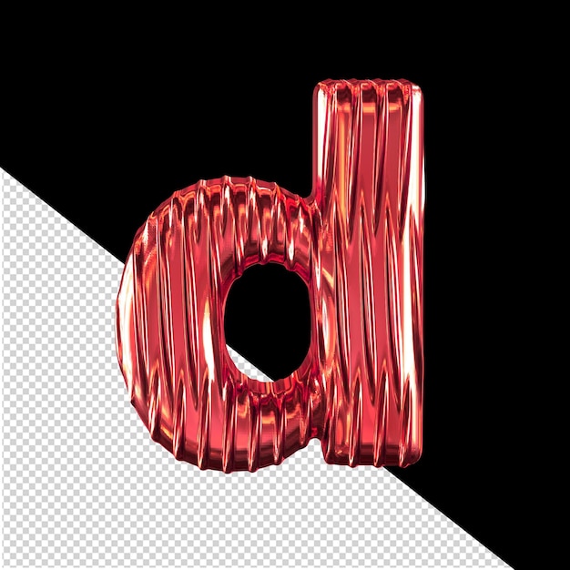 PSD symbole rouge en 3d avec des côtes verticales lettre d