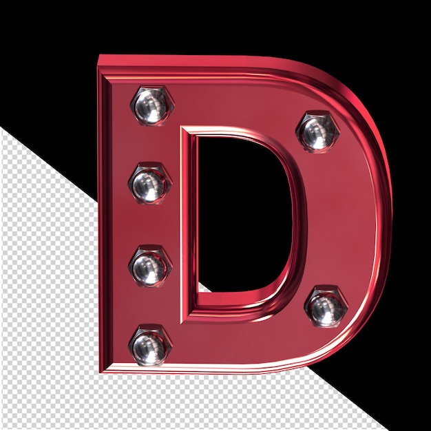 PSD symbole rouge avec boulons argentés lettre d