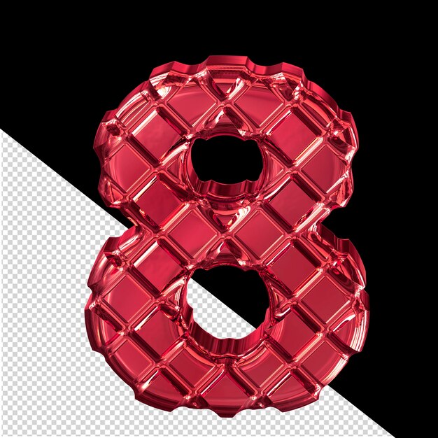 Symbole rouge composé de losanges dorés numéro 8