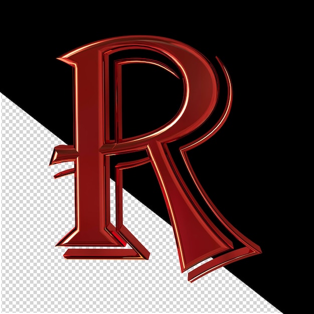 PSD symbole rouge vue de face lettre r