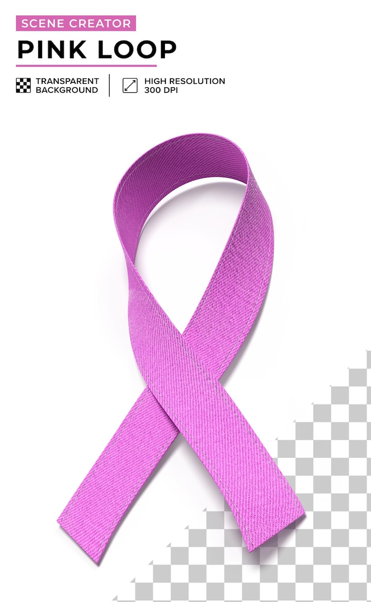 PSD symbole de ruban arc rose de la campagne de prévention du cancer haute définition
