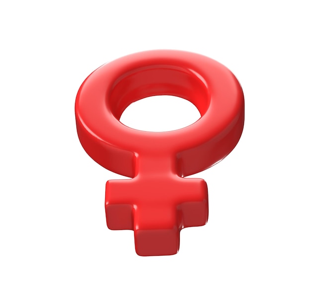 Symbole de sexe féminin rouge icône 3d rendu 3d symbole de femme de genre isolé fond png transparent