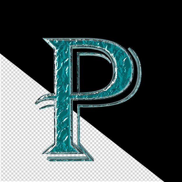 PSD symbole turquoise dans une lettre p encadrée en argent