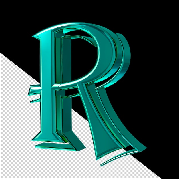 PSD symbole turquoise vue à droite lettre r