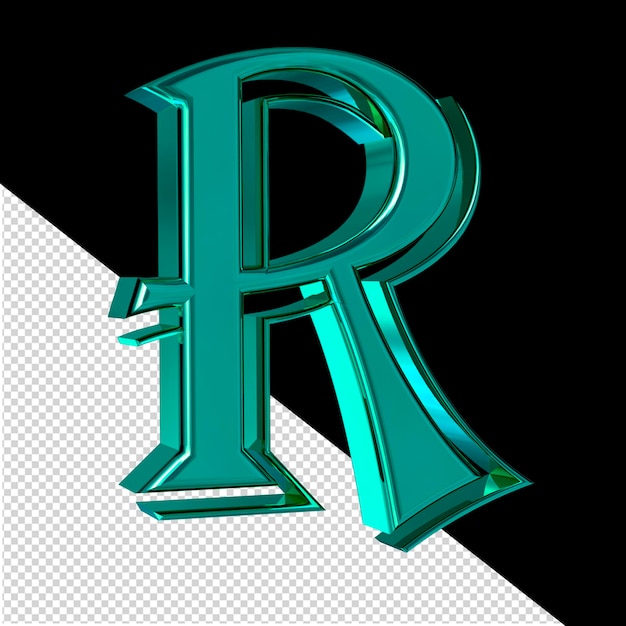 PSD symbole turquoise vue de gauche lettre 3d r