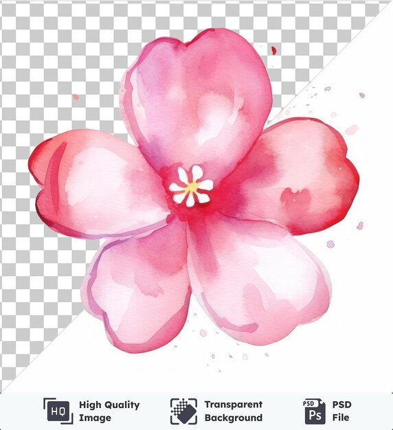 PSD symbole vectoriel de l'effet d'aquarelle florale premium fleur rose sur un fond isolé