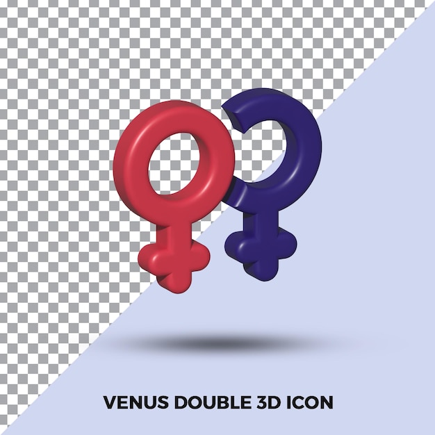 PSD symbole de vénus double icône 3d isolé