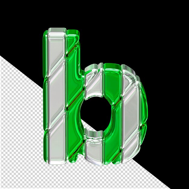 Symbole vert avec des sangles argentées vue supérieure lettre b