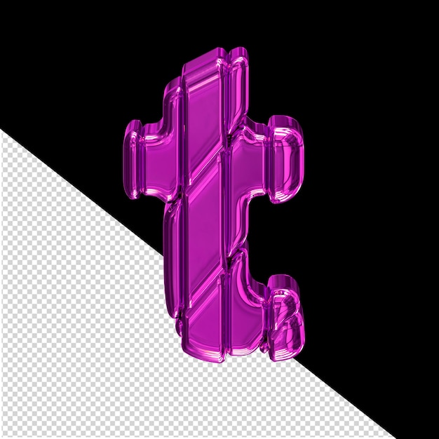 Symbole violet dans une lettre encadrée t