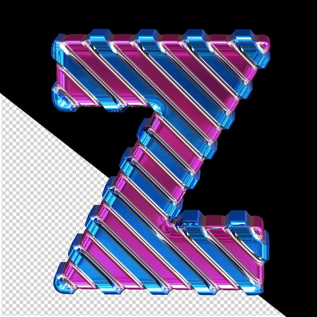 Symbole violet avec la lettre z de sangles diagonales bleues