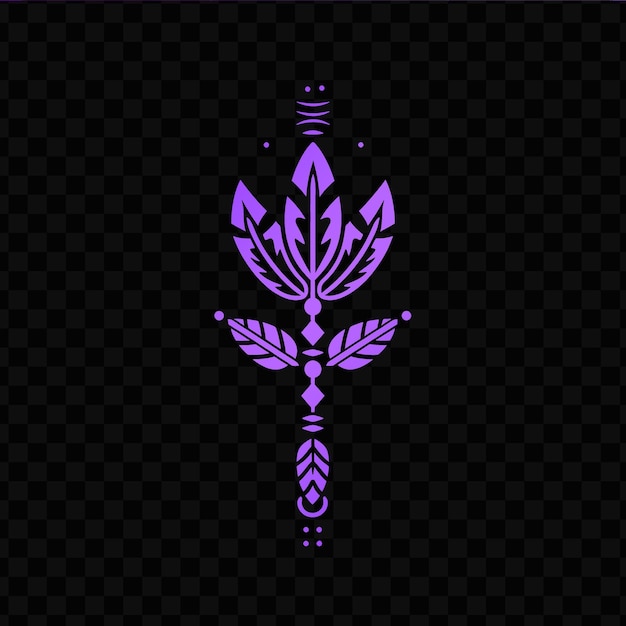 PSD un symbole violet d'un lotus avec un motif de feuilles et de fleurs sur un fond transparent