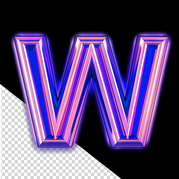 Symbole violet avec lueur lettre w