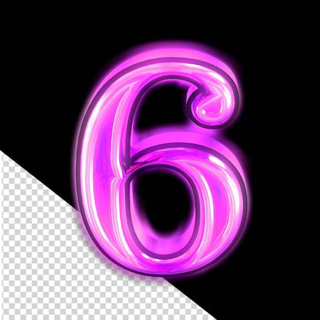 Le symbole violet lumineux numéro 6