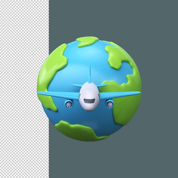 Symbole De Voyage Aérien 3d Icône De La Terre Et De L'avion