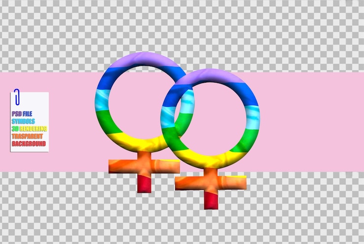 PSD symboles 3d féminins liés aux couleurs de l'arc-en-ciel