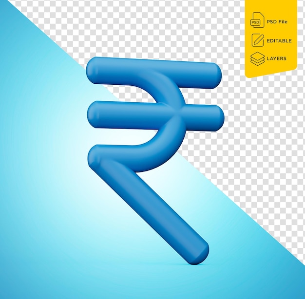 Symboles de monnaie 3D Signature de la roupie indienne INR sur fond bleu Illustration 3D