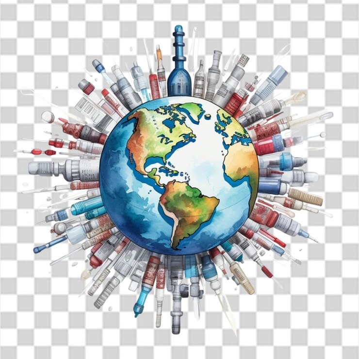 PSD symbolizing the care and attention required for global health png transparent