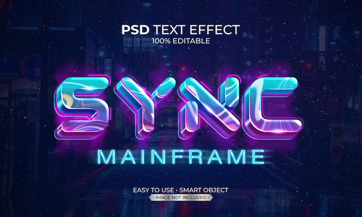 PSD sync effetto testo mainframe