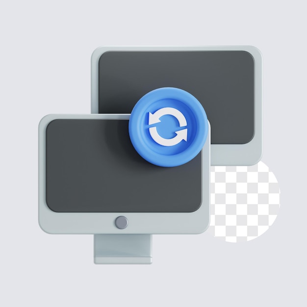 Synchronisierung mehrerer Computer 3D-Symbol