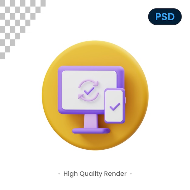 synchronization 3d render illustration premium psd