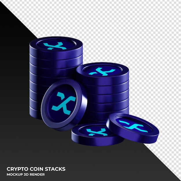 Synthetix SNX coin stacks cryptocurrency 3D Render ilustración