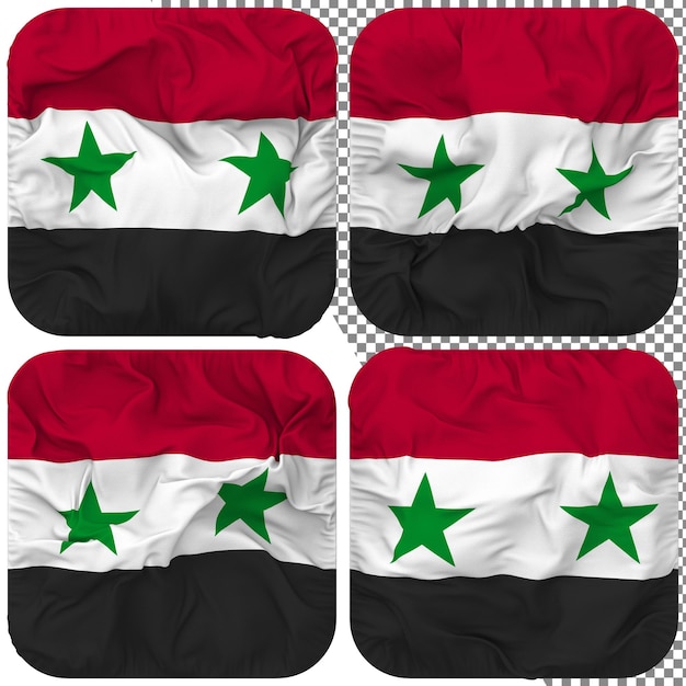Syria Flag Squire Shape Isolated Different Waving Style Bump Texture 3D Rendering