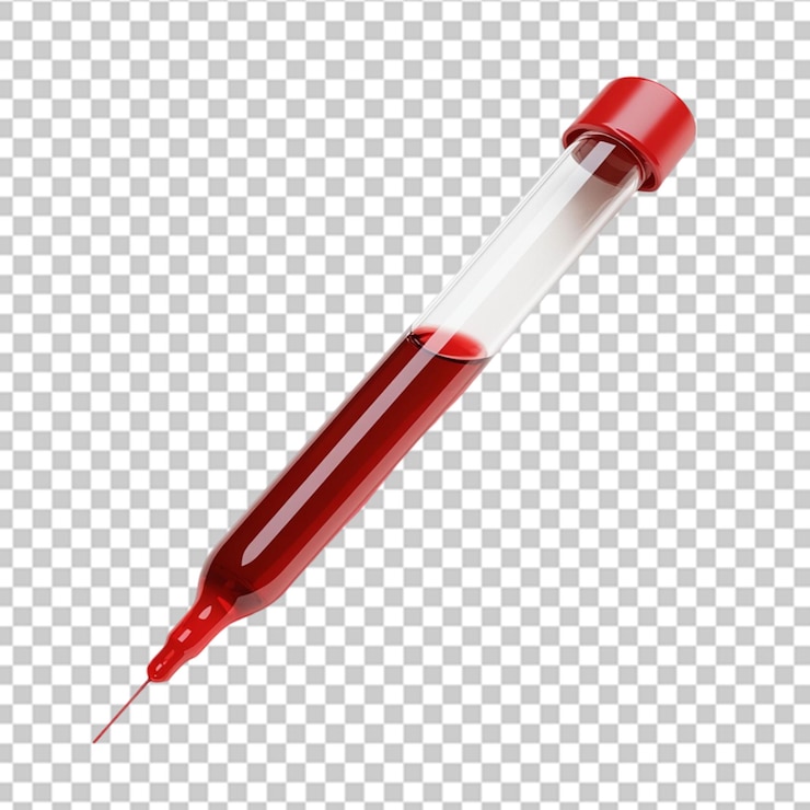 PSD syringe illustration red on transparent background